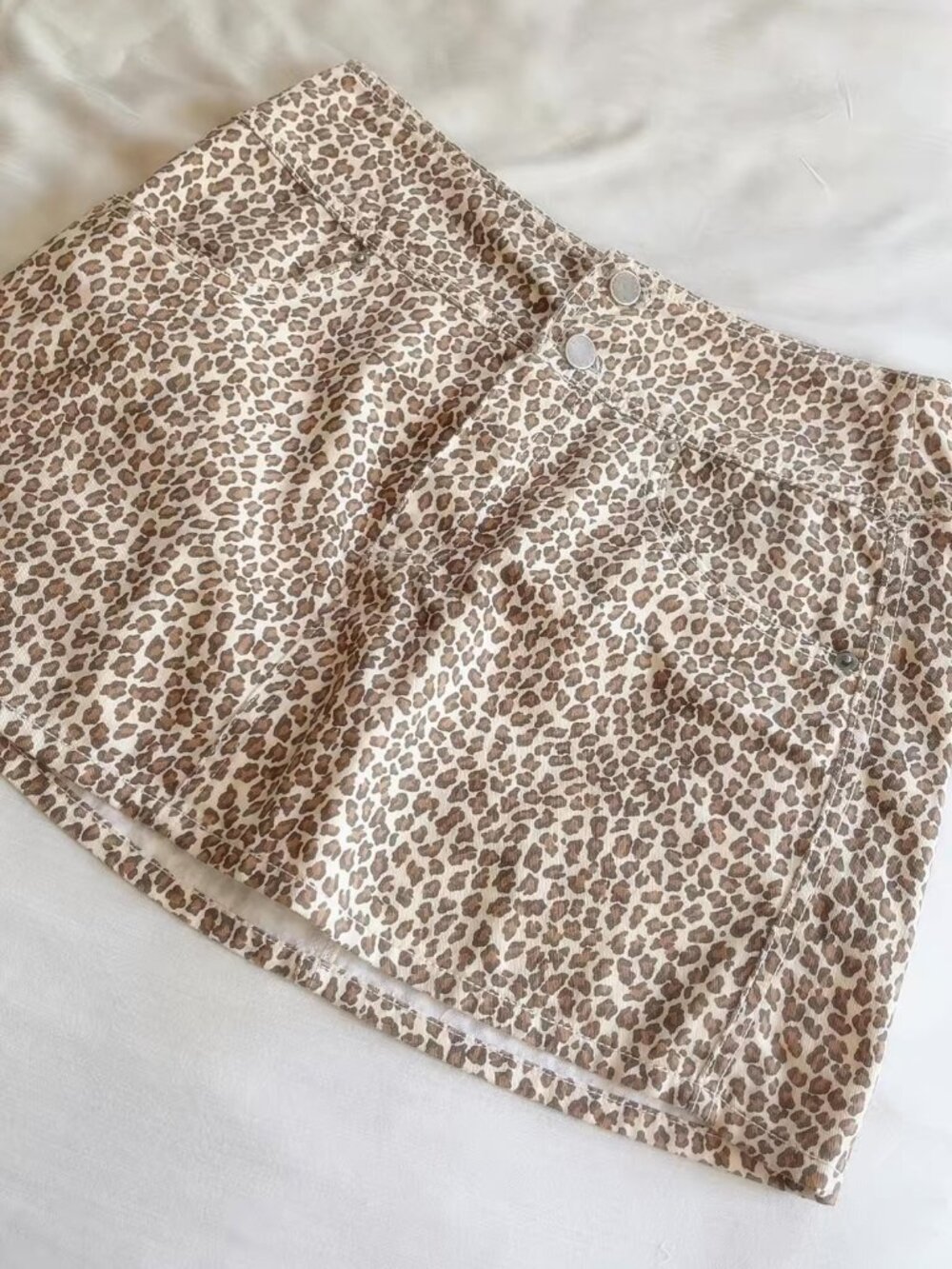 VTG Y2K Paris Blues Point Blank Leopard Print Cotton Mini Skirt Made in USA